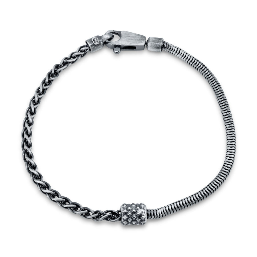 Gunmetal Snake and Wheat Bracelet